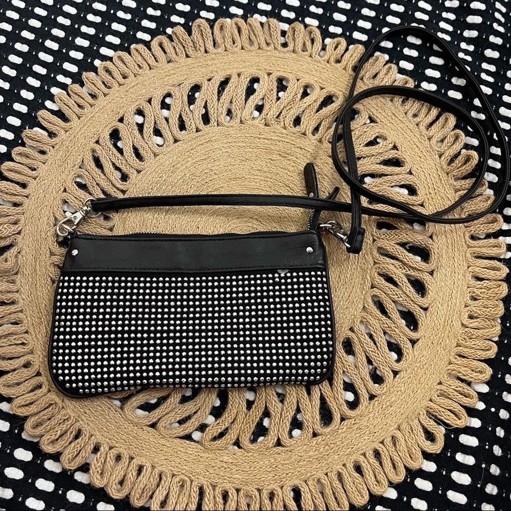 Steve Madden jeweled crossbody bag black leather